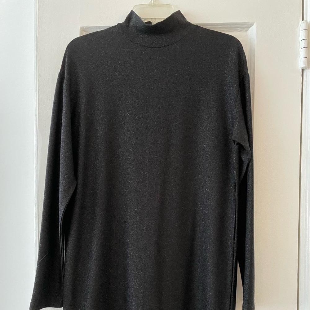 Lurex long sleeve knit dress with slit back